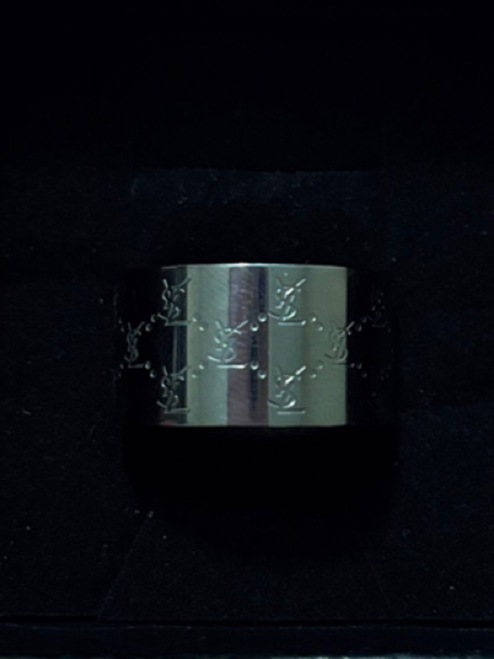 Yves Saint Laurent Silver Monogram Wide Band Ring